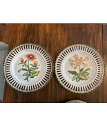 Set Of 2 VINTAGE Botanical Flowers PIERCED Reticulated 10” Plates - £15.50 GBP