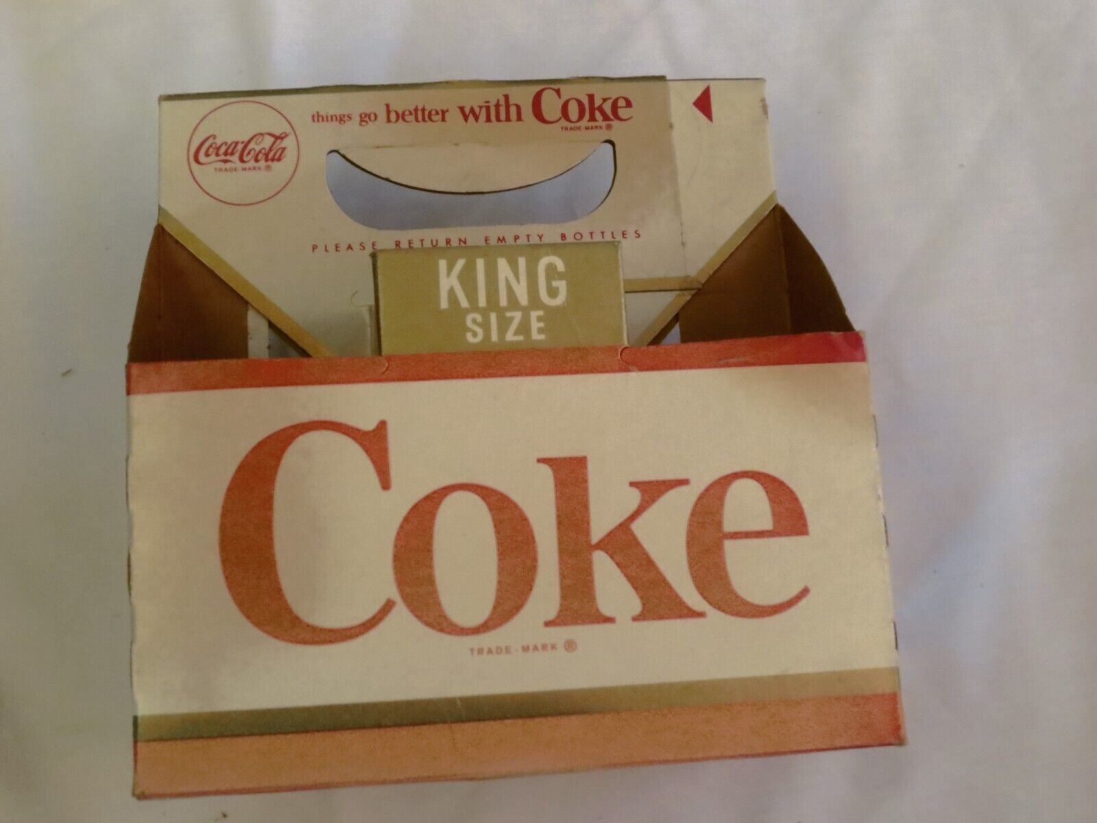 Coke King Size Things Go better with Coke 10oz Carrier Carton used - $4.46