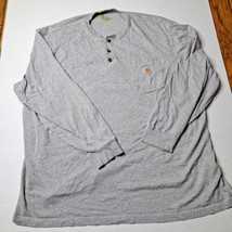 Carhartt Shirt Mens Sz 3XL Gray Henley Neck Logo Pocket Long Sleeve 1/4 Button - £9.28 GBP