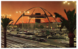 Theme Building at Night Los Angeles International Airport Postcard - £7.83 GBP