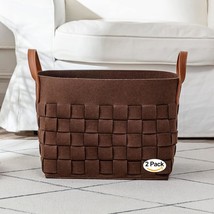 2 Pack Blanket Basket, Xxlarge Woven Felt Laundry Baskets With Handle Nursery St - £58.67 GBP