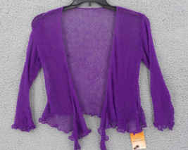 Favant Ladies Knitted Shawl Wrap One SZ Petite Purple Front Tie Delicate Jacket - £7.91 GBP