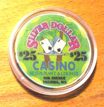 (1) $25. Silver Dollar Casino Chip - 6th Avenue - Tacoma, Washington - 2005 - $8.69