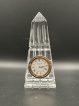 Vtg Waterford Cut Crystal Obelisk Tower Clock 5-3/4&quot; H - $23.36