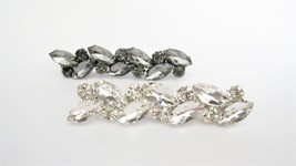 Silver metal clear or gray crystal hair pin clip barrette for fine thin hair - £12.02 GBP