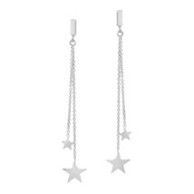 Elegant Hanging Stars on a Chain Sterling Silver Post Drop Earrings - $11.87