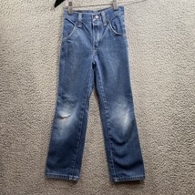 VTG Rustler Kids Jeans Size 7 Slim Distressed Made USA Western - £9.20 GBP