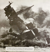 1947 Battleship Arizona WW2 Pearl Harbor Japanese Bombing Post Page Prin... - $29.99