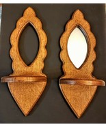 Wall Sconce LOT of 2 Solid Wood Candle Holder Home Decor AS IS missing 1... - £14.01 GBP