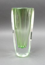 Flavio Poli Seguso MCM Heavy Murano Sommerso Green Faceted Glass Vase 10&quot; - £348.84 GBP