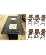 Bar height fire pit table set propane 7 piece cast aluminum outdoor wick... - $5,207.62 CAD