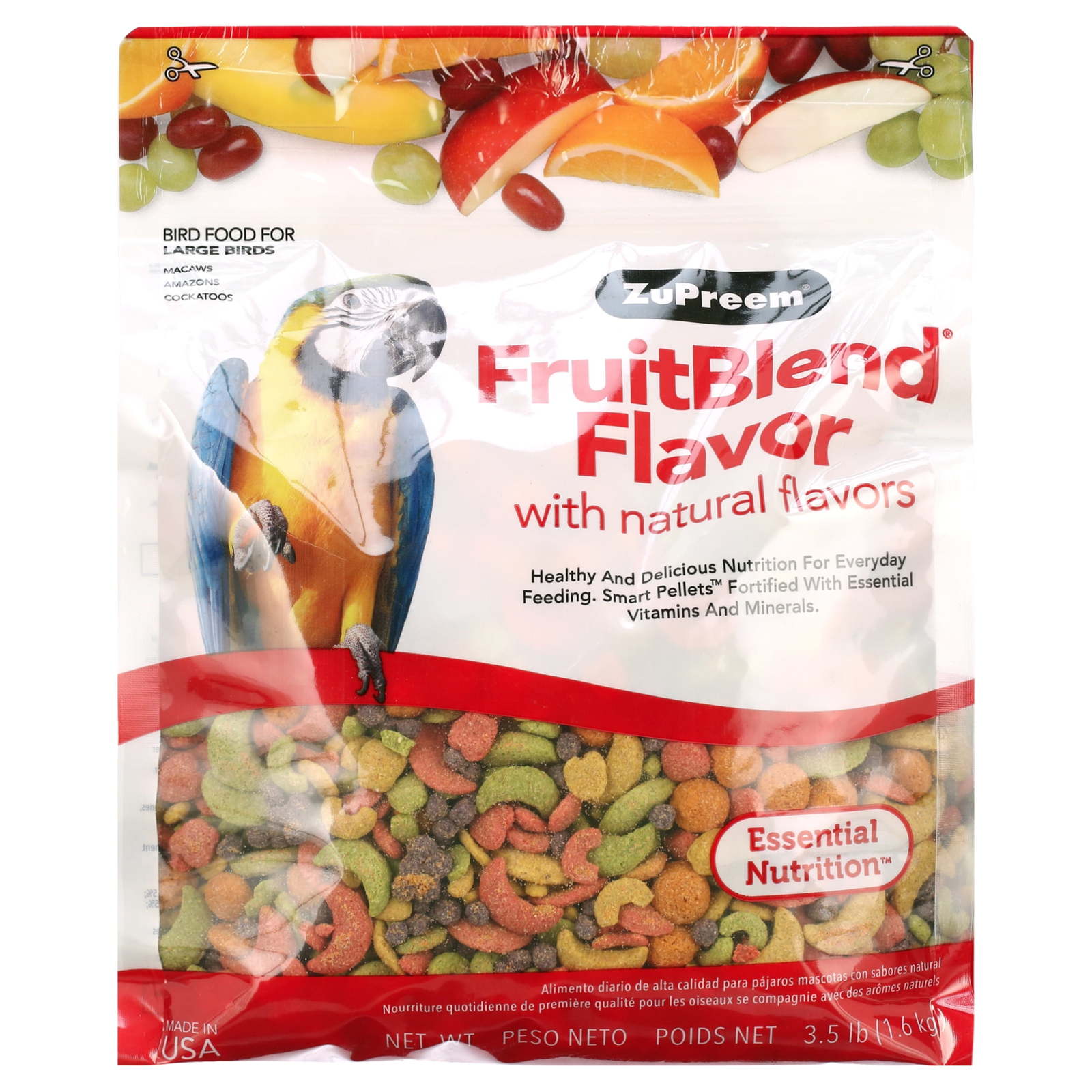 ZuPreem FruitBlend with Natural Fruit Flavors Large Breed Bird Food, 3.5 Lb - $40.00