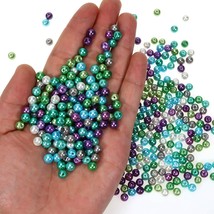 50 Glass Pearl Beads 6mm Assorted Lot Mixed Colors Bulk Jewelry Supplies Mermaid - £5.53 GBP
