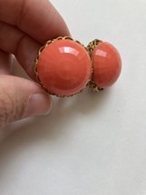 Vintage Clip On Lever Back Earrings Retro Orange Faceted Circle Button Bubble - £18.18 GBP