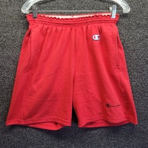 Vintage Champion Cotton Shorts Men’s Sz L Red Blank Drawstring Gym Athletic - £13.58 GBP