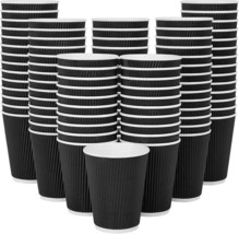 12oz Black Premium Ripple Paper Cups Office Use 3 Ply Triple Wall Insulated  - £6.88 GBP+