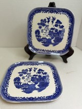 2pc Vintage Blue Willow Lunch plate with tea cup holder - €28,46 EUR