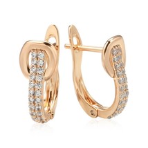 New Simple Natural Zircon Earrings for Women Daily Fine Jewelry 585 Rose Gold Co - £6.68 GBP