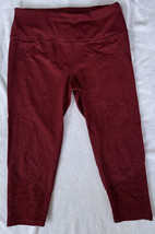 Victoria’s Secret Sport Maroon Cropped Leggings Large Sheer Patterned Bo... - $19.99