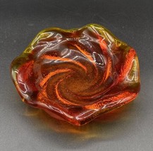 FENTON Red Orange Swirl Art Glass Heavy Ashtray Trinket Dish 5.25” - £18.98 GBP