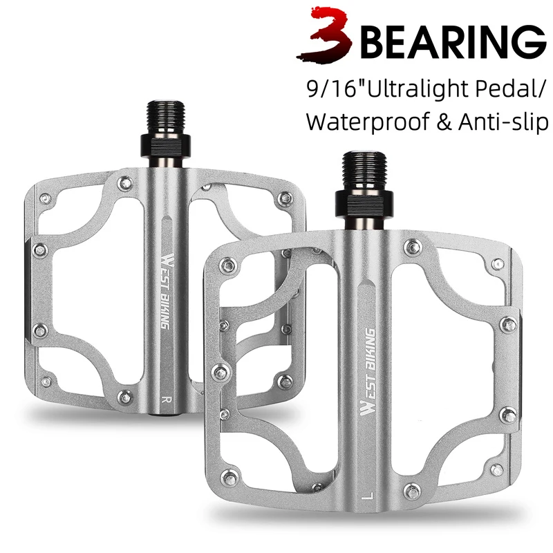 Mtb bicycle aluminum pedals ultralight road bike 3 bearing pedals cycling non slip flat thumb200