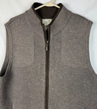 LL Bean Sweater Vest 100% Merino Lambs Wool Full Zip Brown Casual Men’s ... - £31.45 GBP