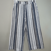Beach Lunch Lounge Women&#39;s S Striped Linen Blend Wide Leg Cropped Pants ... - £17.73 GBP