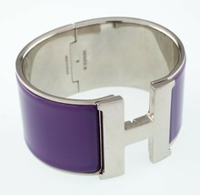 Hermes Clic Clac Purple Extra Wide Bangle Bracelet Nice! - £647.46 GBP