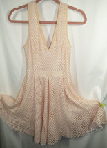 Women&#39;s Large, Vintage WOW Couture Light Pink V-Neck Lattice/Net Skater ... - £59.01 GBP