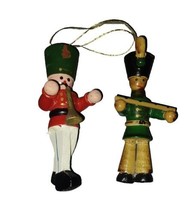 Vintage Wooden Toy Soldier Christmas Ornaments Band Instruments  -  Lot of 2 - £7.84 GBP