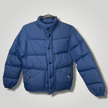 Vintage Miller Western Wear Blue Puffer Snap Front Down Coat Jacket Medium R114 - £68.74 GBP