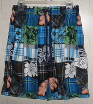 * EXCELLENT MENS sonoma HAWAIIAN FLORAL PATCHWORK SWIM TRUNKS   SIZE M - $18.65