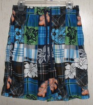 * EXCELLENT MENS sonoma HAWAIIAN FLORAL PATCHWORK SWIM TRUNKS   SIZE M - £14.90 GBP