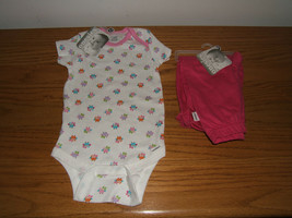 Gerber Onesies 2 Pc. Set 12 Month Baby Girl One Piece &amp; Pants (New) - £11.83 GBP