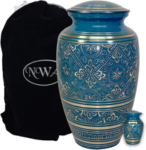 Blue Brass Adult Cremation Urn for Human Ashes with Keepsake - $81.53