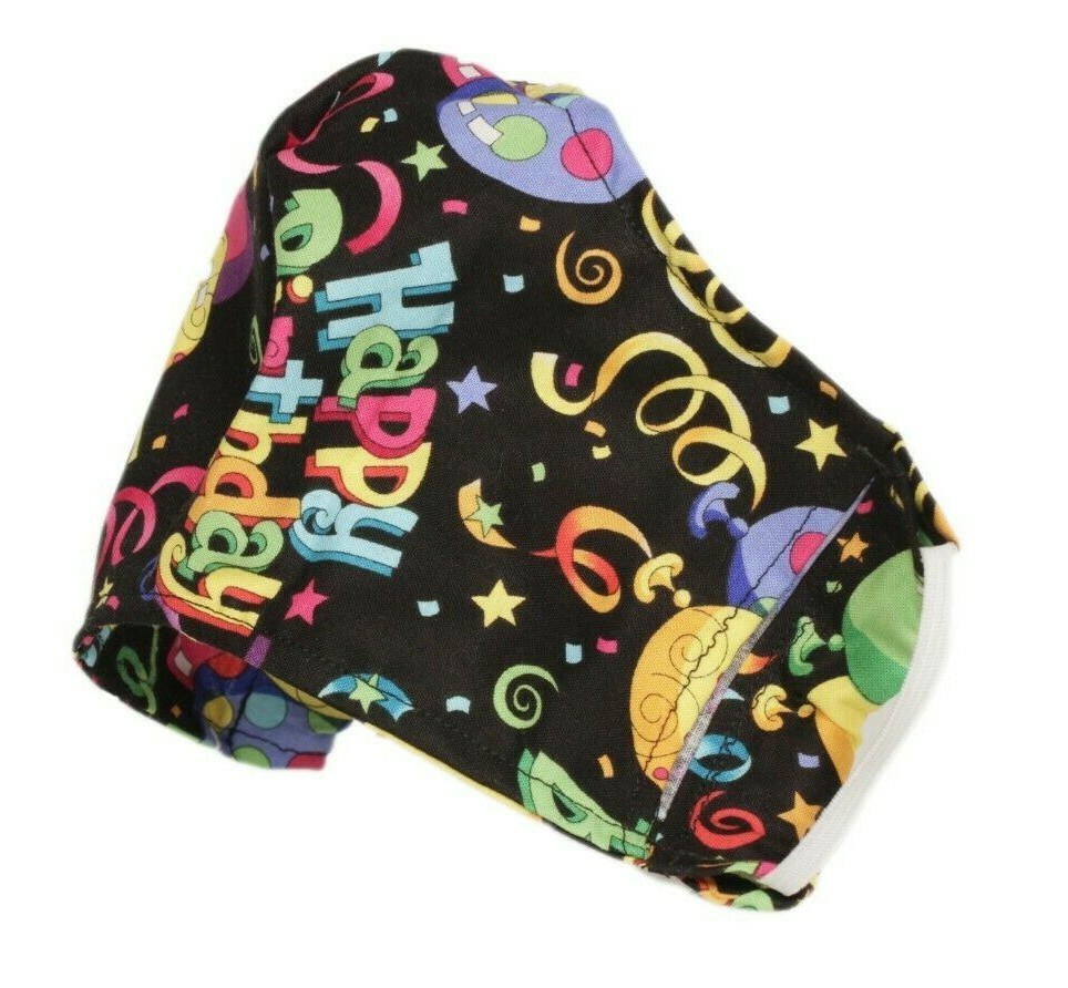 Happy Birthday Theme Face Mask Handmade Filter Pocket Nose Wire Adult - $5.19