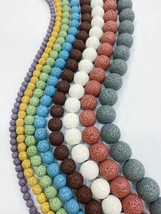 Rainbow Lava Beads Volcanic jewelry Rainbow Round Diffuser Beads Bracelet -neckl - £3.86 GBP