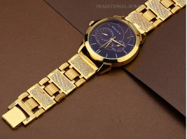 Brand New Designer Exclusive 22K 916% Gold Mens Man wrist Watch CZ Studd... - $11,583.00