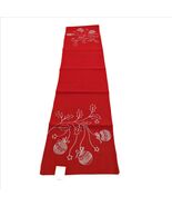 Christmas Ornaments Red &amp; Silver Embroidered Table Runner 16x70 inches - €11,13 EUR