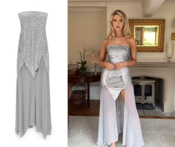 ZARA SILVER SEQUINNED BARBIE LONG DRESS LIMITED EDITION- M - £137.60 GBP
