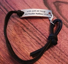 Inspirational Bracelet ~ With GOD All Things Are... Matthew 19:26 ~ Adjustable - £11.76 GBP
