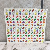 Miniature Food Stickers Lot Of 2 Sheets 120 Each Yogurt Eggs Vegetables Fruit  - £9.30 GBP