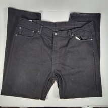 Levi 505 Men&#39;s Black Jeans 46x34 Straight Fit Dark Wash 100% Cotton Denim Jeans - £21.98 GBP