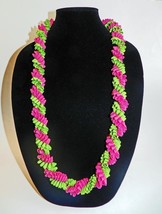 Handcrafted 18.5&quot; Long Bright Pink &amp; Leaf Green Medium Rick Rack &#39;Hawaii... - £23.98 GBP