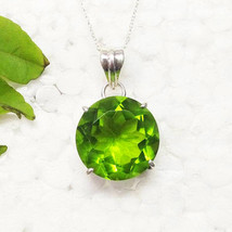 925 Sterling Silver Peridot Necklace Gemstone Necklace Handmade Jewelry - £30.59 GBP