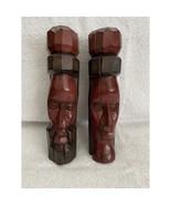 Set Of 2 Solid Wood Hand Carved Sculptures - Jamaican Man And Woman - Couple - $26.68