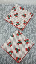 Vintage Linen Teddy Bears Christmas Cloth 2 Napkins Fabric Placemat Doil... - $8.95