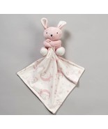 RENE ROFE BUNNY PINK MOON &amp; STARS PRINT PLUSH BABY SECURITY BLANKET LOVE... - $12.60