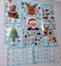 242 pcs Merry Christmas Window Cling Decals 9 Sheet Set Santa Snowflakes Snowman - £4.03 GBP