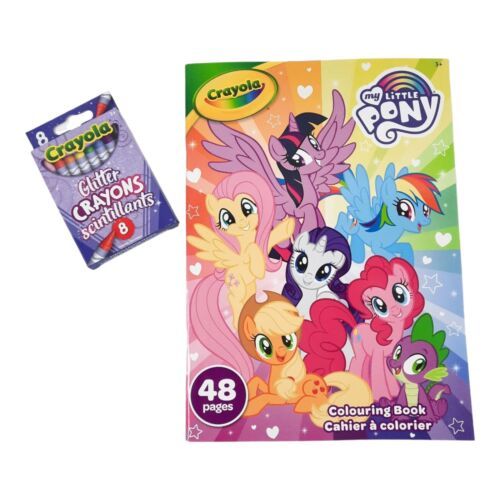 my little pony 48 page coloring book with glitter crayola crayons mlp tear share